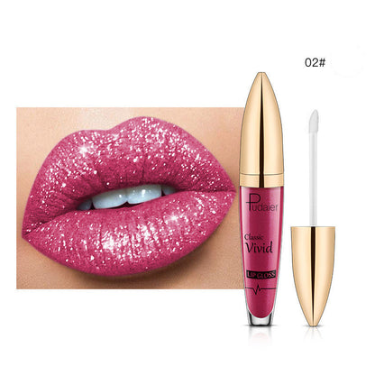 Pudaier Sip Glitter Flip Matte Shimmer Lip Gloss No Stain On Cup Diamond Lipstick (Available)