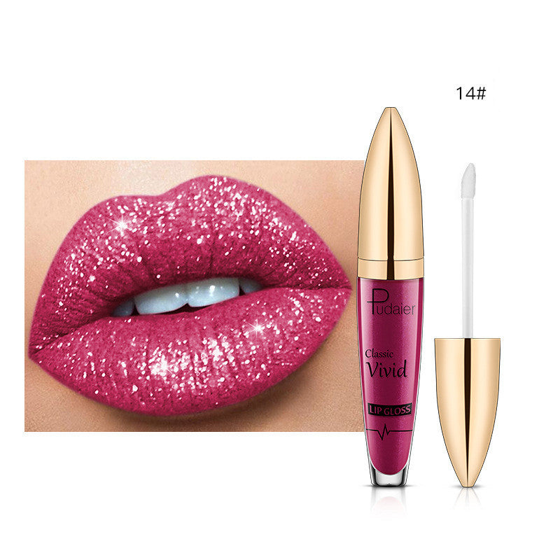 Pudaier Sip Glitter Flip Matte Shimmer Lip Gloss No Stain On Cup Diamond Lipstick (Available)