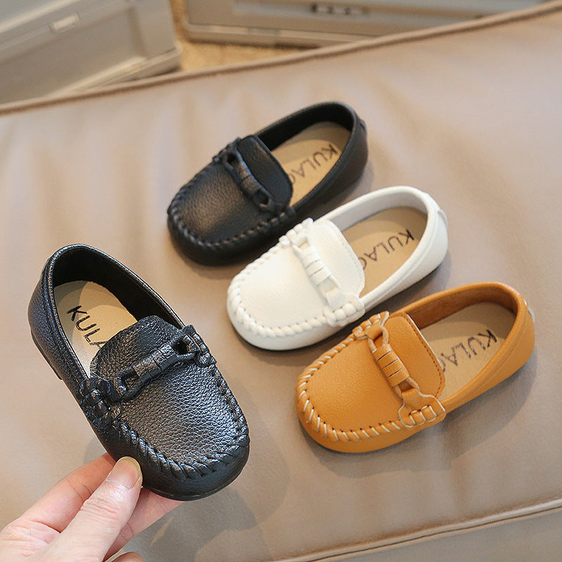 Korean Style Casual Children Gommino Soft Bottom Slip On Baby Shoes Boys' Leather Shoes Slip-on (Available)