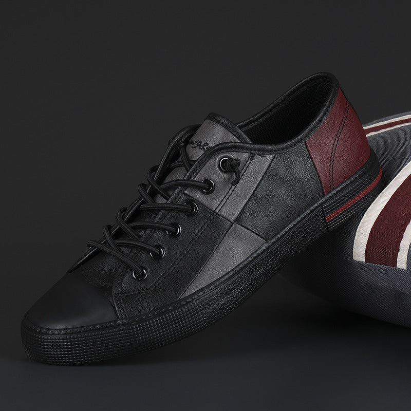 Men's New Fashionable All-match Color Matching Color Contrast Leather Shoes With Rubber Sole  (Available)