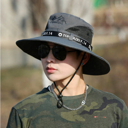 Mountaineering Fishing Sunscreen Travel Breathable Large Eave Visor Hat For Men (Available)