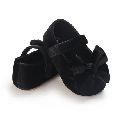 Infant Baby Girls Walkers Shoes Flats Bowknot Soft Anti-Slip Rubber Sole Newborn Shoes Anti-slip Toddler First Walkers