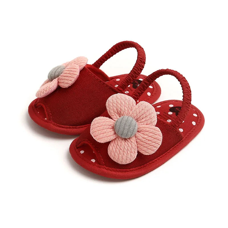 Summer Baby Girl Sandals Solid Color Cute Lace Bows Newborn Shoes Soft Cotton Non-slip Soled Princess Toddler Girl Sandals Kids