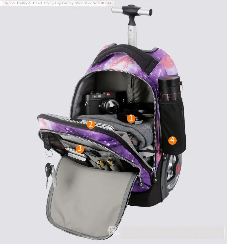 School Bag for girls with wheels Travel Rolling backpack Bags for teenagers travel trolley bag Children wheeled backpack bags