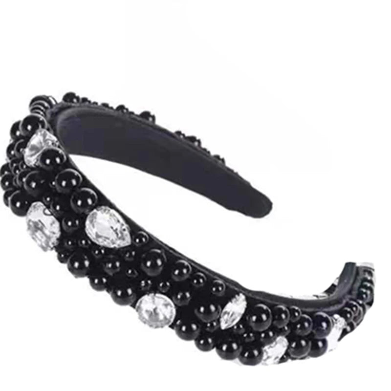 Women Girls Baroque  Pearl Glass Beads  Rhinestone Hairband Headband Adult Hair Accessories