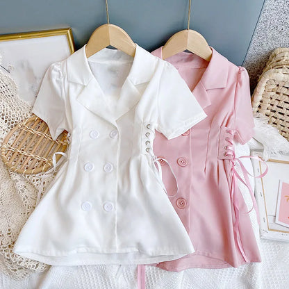 Summer Clothing Lapel Waist Drawstring Double (available)