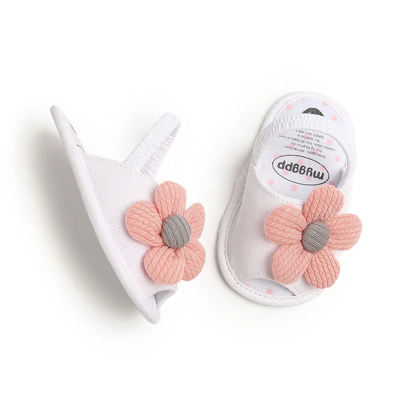 Summer Baby Girl Sandals Solid Color Cute Lace Bows Newborn Shoes Soft Cotton Non-slip Soled Princess Toddler Girl Sandals Kids