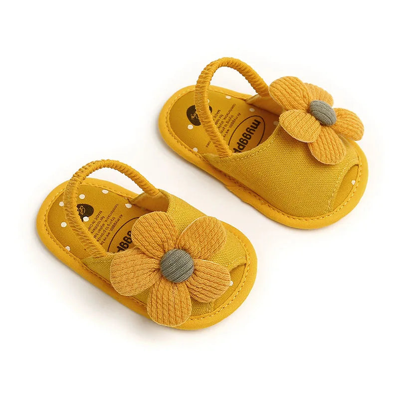 Summer Baby Girl Sandals Solid Color Cute Lace Bows Newborn Shoes Soft Cotton Non-slip Soled Princess Toddler Girl Sandals Kids
