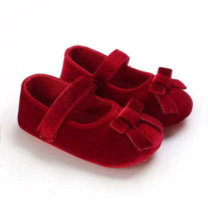 Infant Baby Girls Walkers Shoes Flats Bowknot Soft Anti-Slip Rubber Sole Newborn Shoes Anti-slip Toddler First Walkers