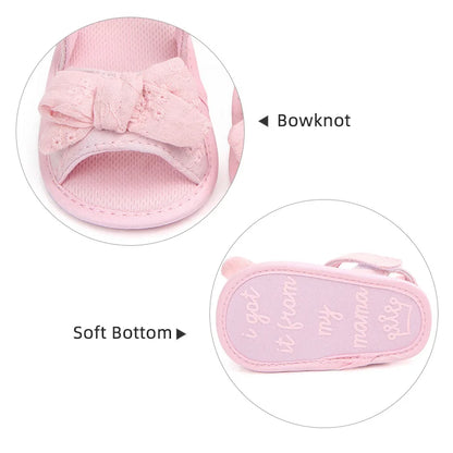 Summer Baby Girl Sandals Solid Color Cute Lace Bows Newborn Shoes Soft Cotton Non-slip Soled Princess Toddler Girl Sandals Kids