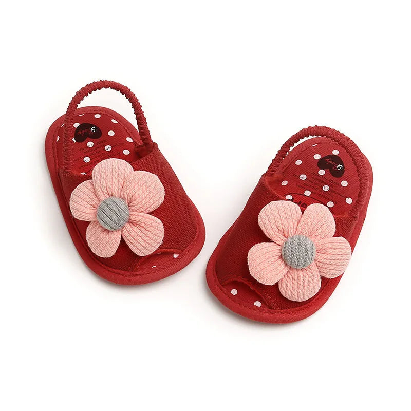 Summer Baby Girl Sandals Solid Color Cute Lace Bows Newborn Shoes Soft Cotton Non-slip Soled Princess Toddler Girl Sandals Kids