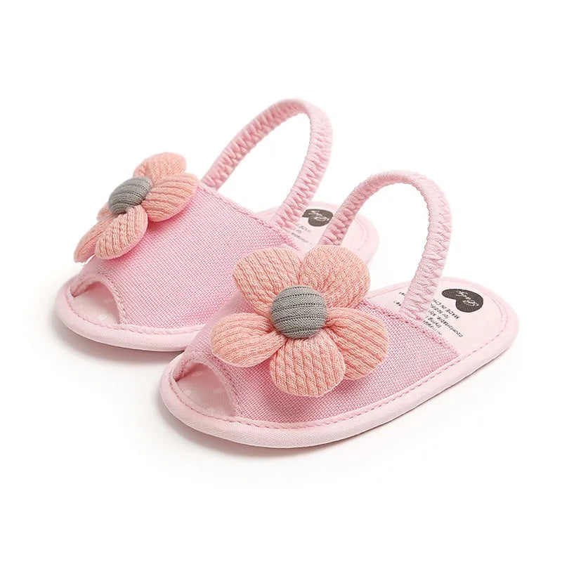 Summer Baby Girl Sandals Solid Color Cute Lace Bows Newborn Shoes Soft Cotton Non-slip Soled Princess Toddler Girl Sandals Kids