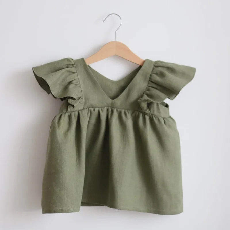Newborn Girls Summer Clothes Linen Striped Baby Girl Dress For 0-3Y Toddler Girls Clothes Baby Birthday Party Dress