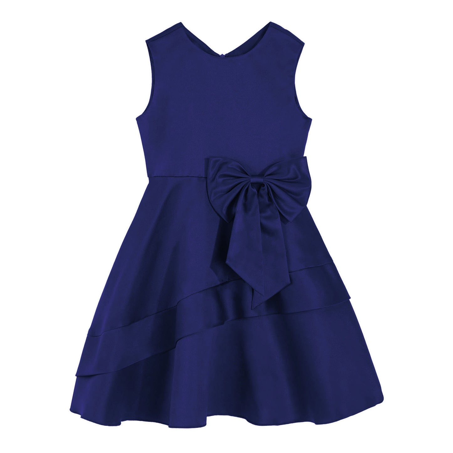 Flower Girl Dress for Kid Wedding Junior Bridesmaid Communion Party Pageant Sleeveless Big Bowknot Decor Satin A-Line Dresses