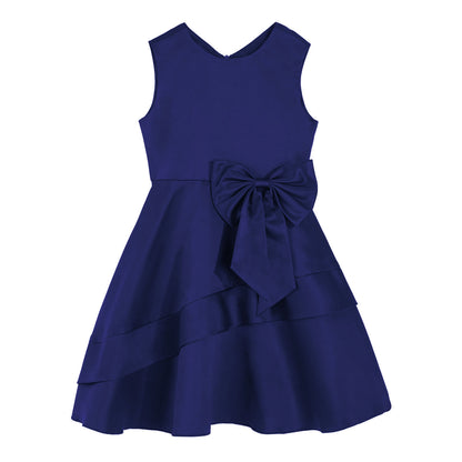Flower Girl Dress for Kid Wedding Junior Bridesmaid Communion Party Pageant Sleeveless Big Bowknot Decor Satin A-Line Dresses