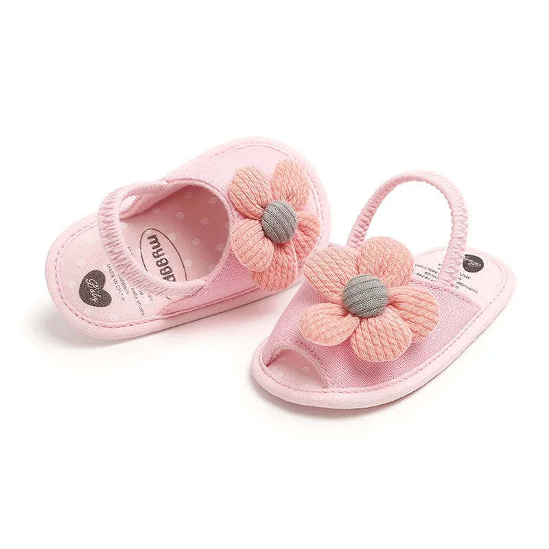 Summer Baby Girl Sandals Solid Color Cute Lace Bows Newborn Shoes Soft Cotton Non-slip Soled Princess Toddler Girl Sandals Kids