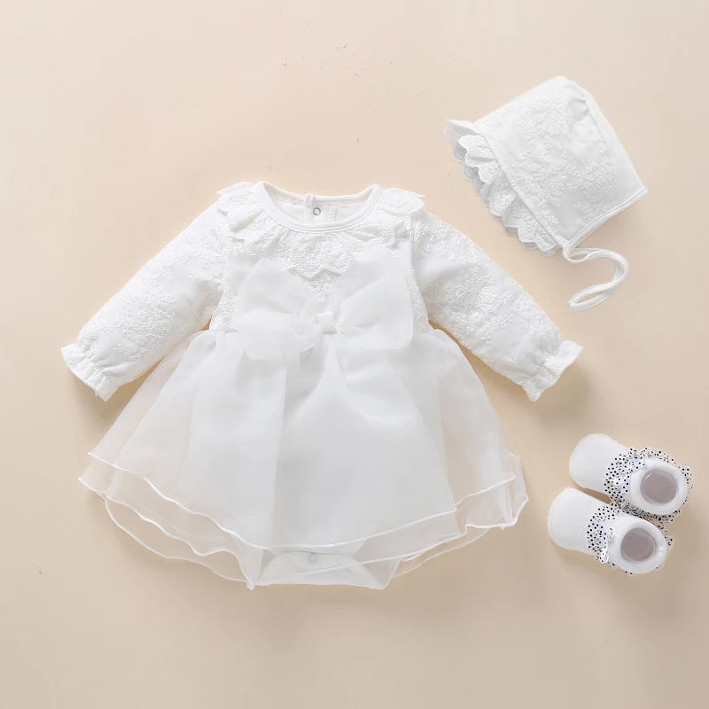 Newborn Baby Girl Dress Baptism Dress White Christening Clothes For Baby Girl Lace Vestido Bebe Robe Bapteme 3 6 9 Months