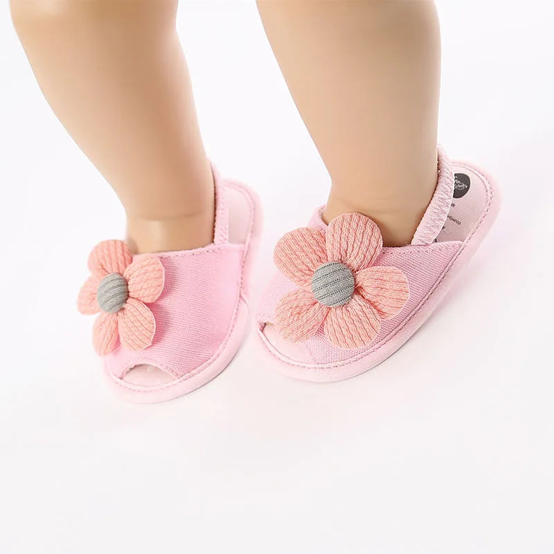 Summer Baby Girl Sandals Solid Color Cute Lace Bows Newborn Shoes Soft Cotton Non-slip Soled Princess Toddler Girl Sandals Kids