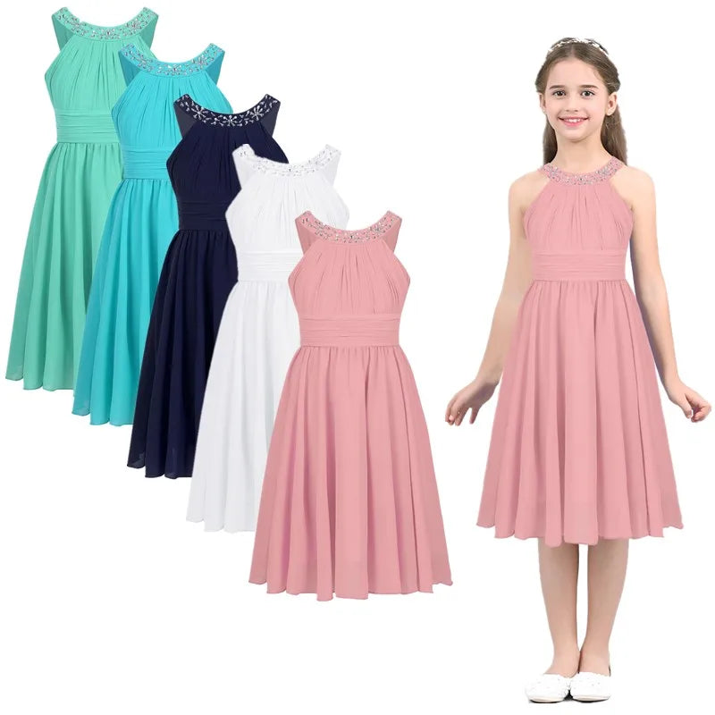 Summer Kids Girls Dresses Elegant Flower Girls Dress Birthday Pageant Wedding Party First Communion Clothing vestido