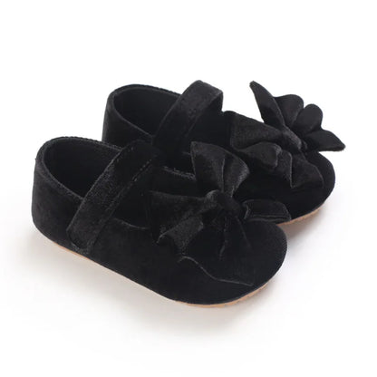 Infant Baby Girls Walkers Shoes Flats Bowknot Soft Anti-Slip Rubber Sole Newborn Shoes Anti-slip Toddler First Walkers