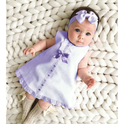 Newborn Baby Girls Dresses Summer Cute Bow Sleeveless Princess Party Birthday Lace Dress+Headband 2Pcs Kids Toddler Clothes A405