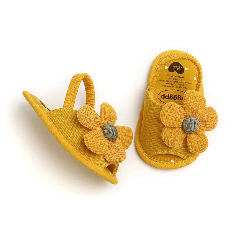 Summer Baby Girl Sandals Solid Color Cute Lace Bows Newborn Shoes Soft Cotton Non-slip Soled Princess Toddler Girl Sandals Kids