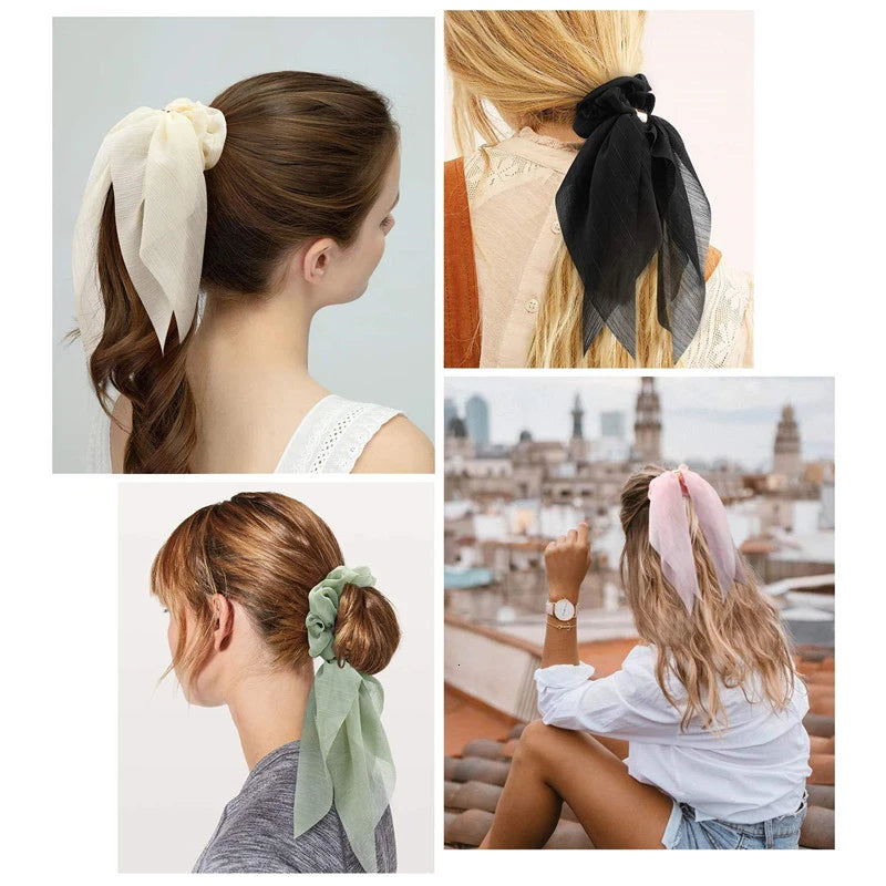 Fashion Double Layer Bow Hair Accessories Headwear For Women 2022 Trendy Girl Solid Color Elastic Hair Bands Hair Ornament Gift