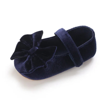 Infant Baby Girls Walkers Shoes Flats Bowknot Soft Anti-Slip Rubber Sole Newborn Shoes Anti-slip Toddler First Walkers