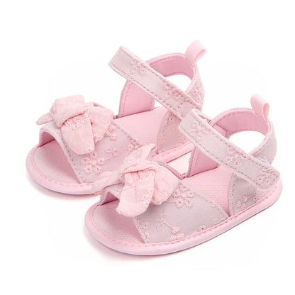 Summer Baby Girl Sandals Solid Color Cute Lace Bows Newborn Shoes Soft Cotton Non-slip Soled Princess Toddler Girl Sandals Kids