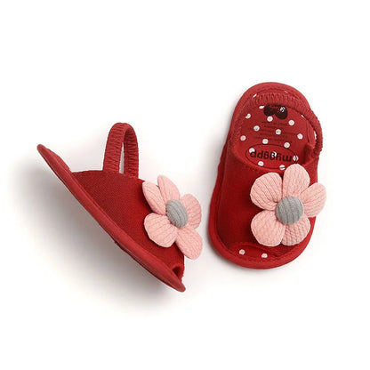 Summer Baby Girl Sandals Solid Color Cute Lace Bows Newborn Shoes Soft Cotton Non-slip Soled Princess Toddler Girl Sandals Kids