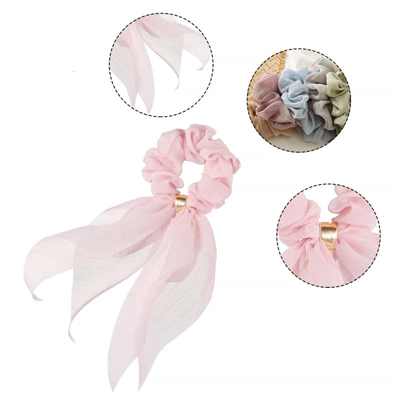 Fashion Double Layer Bow Hair Accessories Headwear For Women 2022 Trendy Girl Solid Color Elastic Hair Bands Hair Ornament Gift