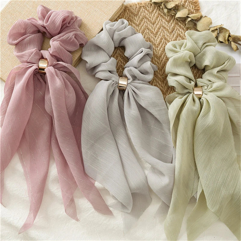 Fashion Double Layer Bow Hair Accessories Headwear For Women 2022 Trendy Girl Solid Color Elastic Hair Bands Hair Ornament Gift