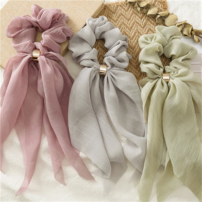 Fashion Double Layer Bow Hair Accessories Headwear For Women 2022 Trendy Girl Solid Color Elastic Hair Bands Hair Ornament Gift