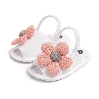 Summer Baby Girl Sandals Solid Color Cute Lace Bows Newborn Shoes Soft Cotton Non-slip Soled Princess Toddler Girl Sandals Kids