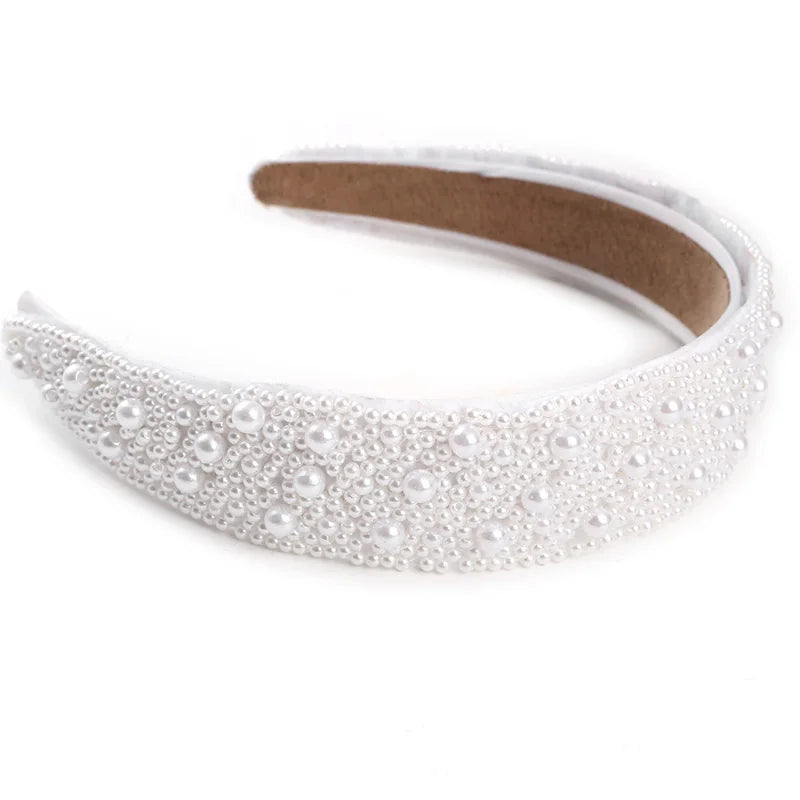 Women Girls Baroque  Pearl Glass Beads  Rhinestone Hairband Headband Adult Hair Accessories