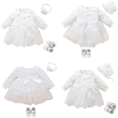 Newborn Baby Girl Dress Baptism Dress White Christening Clothes For Baby Girl Lace Vestido Bebe Robe Bapteme 3 6 9 Months