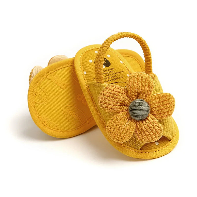 Summer Baby Girl Sandals Solid Color Cute Lace Bows Newborn Shoes Soft Cotton Non-slip Soled Princess Toddler Girl Sandals Kids