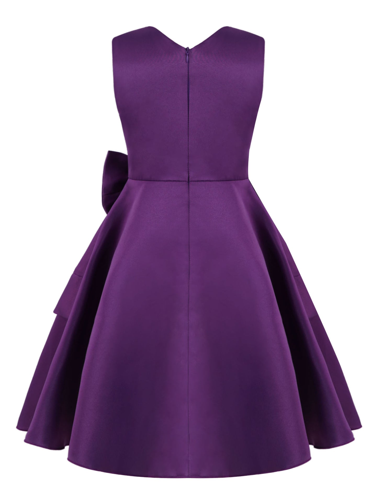 Flower Girl Dress for Kid Wedding Junior Bridesmaid Communion Party Pageant Sleeveless Big Bowknot Decor Satin A-Line Dresses