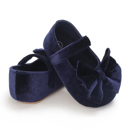 Infant Baby Girls Walkers Shoes Flats Bowknot Soft Anti-Slip Rubber Sole Newborn Shoes Anti-slip Toddler First Walkers