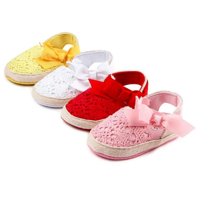 Lovely Bowknot Baby First Walkers Infants Girl Crib Shoes Soft Sole Newborn Shoes Antislip Baby Princess Shoes