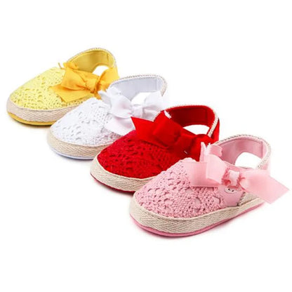 Lovely Bowknot Baby First Walkers Infants Girl Crib Shoes Soft Sole Newborn Shoes Antislip Baby Princess Shoes