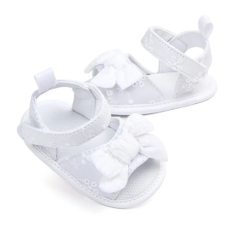 Summer Baby Girl Sandals Solid Color Cute Lace Bows Newborn Shoes Soft Cotton Non-slip Soled Princess Toddler Girl Sandals Kids