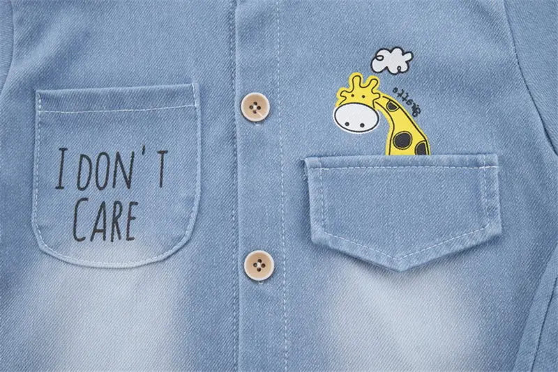 New Summer Kids Boys Denim Clothing Children Casual Short Sleeve Shirt Shorts 2Pcs/sets Kids Sportswear Toddler Fashion Clothes