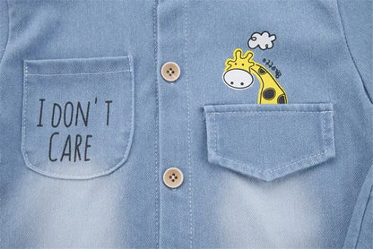 New Summer Kids Boys Denim Clothing Children Casual Short Sleeve Shirt Shorts 2Pcs/sets Kids Sportswear Toddler Fashion Clothes
