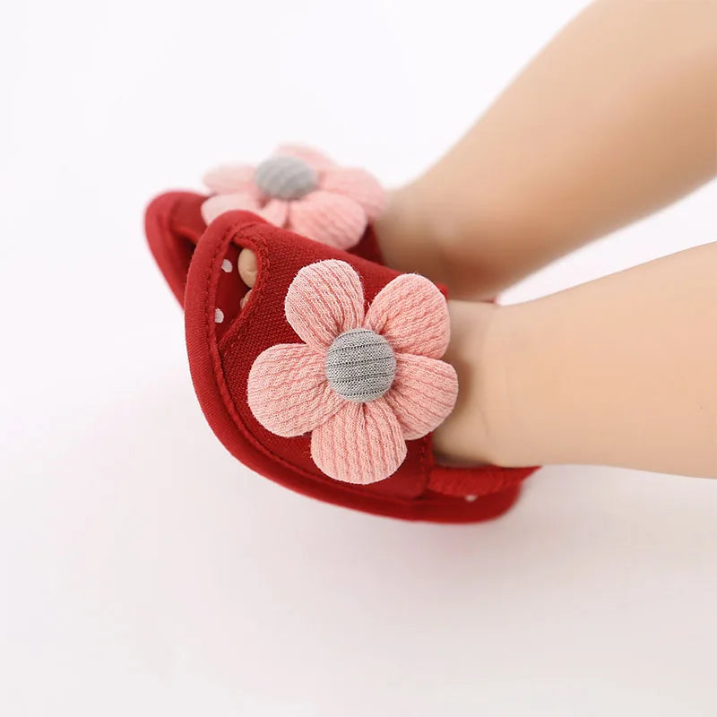 Summer Baby Girl Sandals Solid Color Cute Lace Bows Newborn Shoes Soft Cotton Non-slip Soled Princess Toddler Girl Sandals Kids