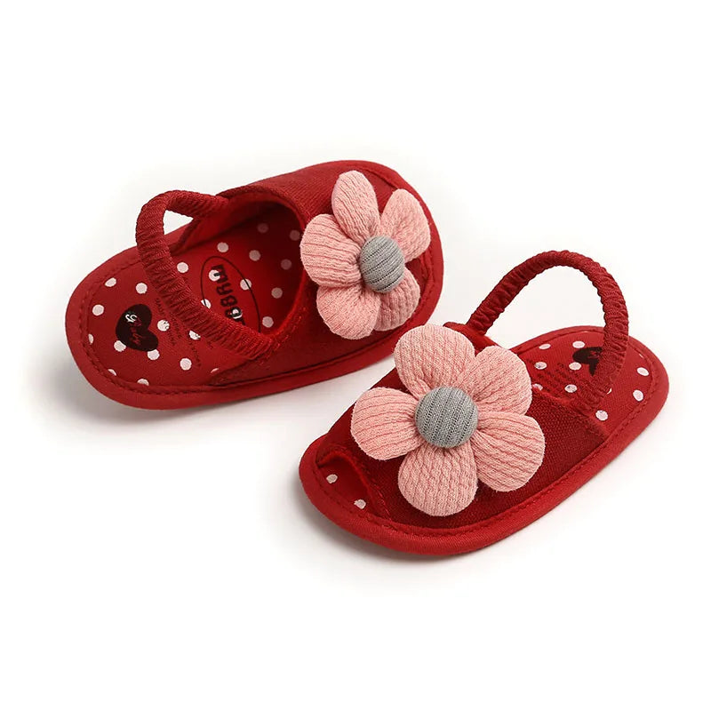 Summer Baby Girl Sandals Solid Color Cute Lace Bows Newborn Shoes Soft Cotton Non-slip Soled Princess Toddler Girl Sandals Kids