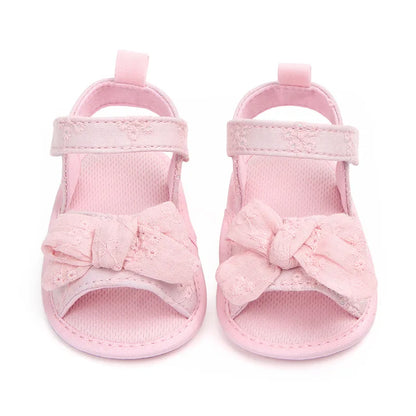 Summer Baby Girl Sandals Solid Color Cute Lace Bows Newborn Shoes Soft Cotton Non-slip Soled Princess Toddler Girl Sandals Kids