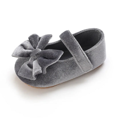 Infant Baby Girls Walkers Shoes Flats Bowknot Soft Anti-Slip Rubber Sole Newborn Shoes Anti-slip Toddler First Walkers