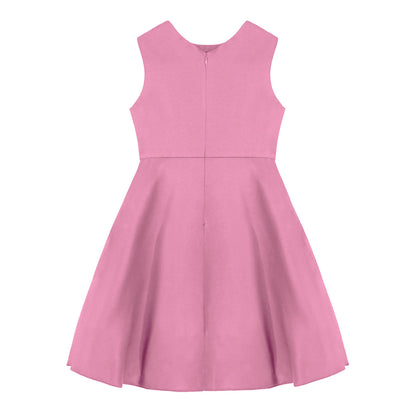 Flower Girl Dress for Kid Wedding Junior Bridesmaid Communion Party Pageant Sleeveless Big Bowknot Decor Satin A-Line Dresses