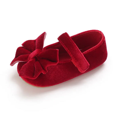 Infant Baby Girls Walkers Shoes Flats Bowknot Soft Anti-Slip Rubber Sole Newborn Shoes Anti-slip Toddler First Walkers